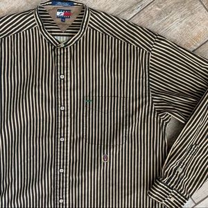 VTG Tommy Hilfiger grandad collar striped shirt
